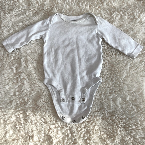 Carter's White Long-Sleeve Bodysuit Snap Closure - Picture 1 of 5